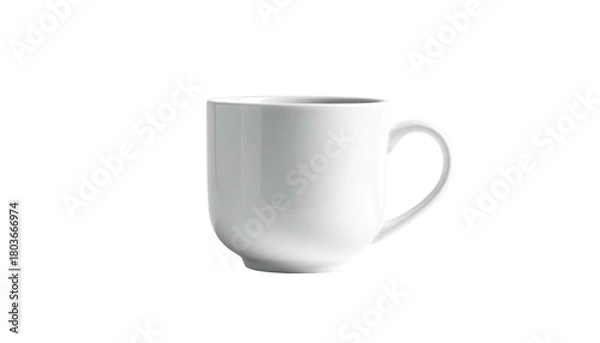 Obraz Simple, clean, white ceramic mug with a handle, isolated on black