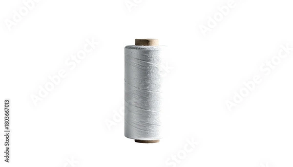 Obraz Thread spool, white, centered, on isolated solid black background