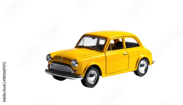 Obraz Bright yellow compact car against a dark backdrop