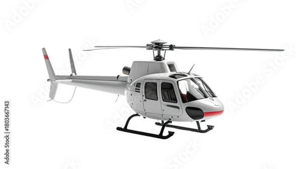 Obraz Sleek, white helicopter against a dark, featureless background