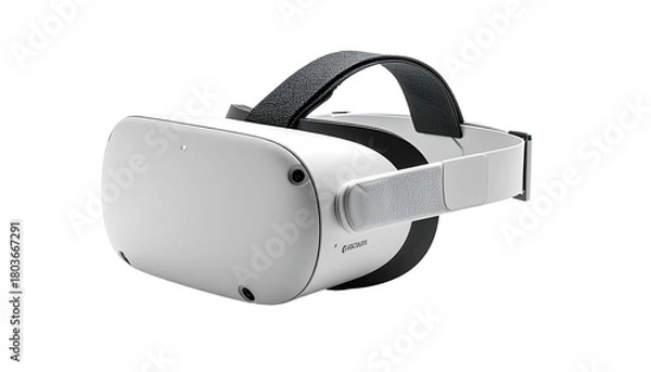 Obraz White VR headset, head strap, front facing view on dark background