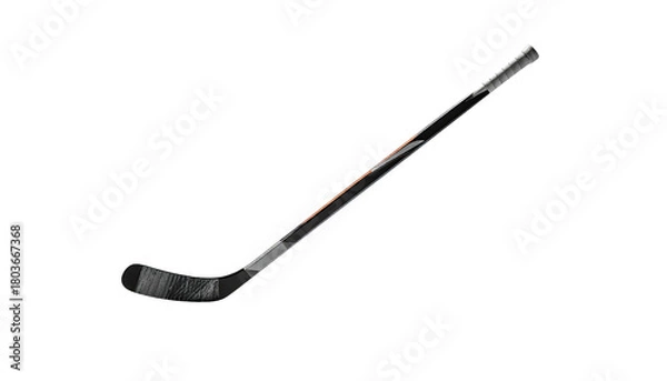 Obraz Angled hockey stick with black blade isolated on black background