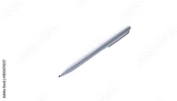 Fototapeta Sleek silver pen at an angle on black background