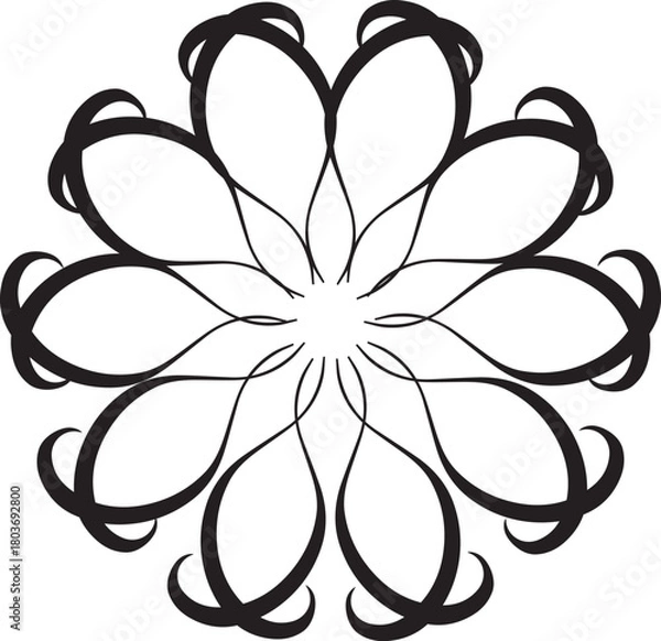 Obraz Black and White Concentric Star Geometric Mandala