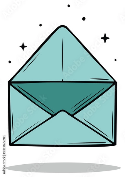 Obraz Open Envelope Illustration with Sparkling Stars