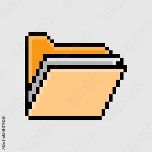 Fototapeta Pixel File Folder Icon in Simple Retro Office Organization Style