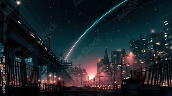 Fototapeta ライトアップされた大都会