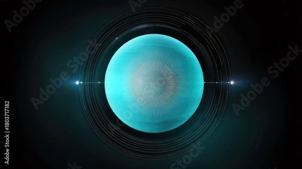 Fototapeta uranus. Uranus with mysterious internal heat waves visible through translucent atmosphere. STEM education sheets, lab safety posters, designed for STEM education and laboratory safety posters.
