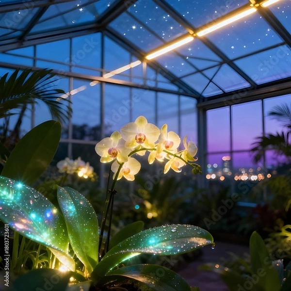 Obraz Glowing Orchid in Advanced Smart Glass Conservatory