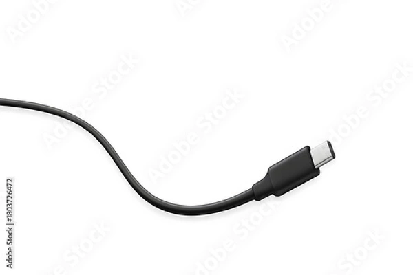 Fototapeta Curved USB Type-C Charging Cable Isolated on White
