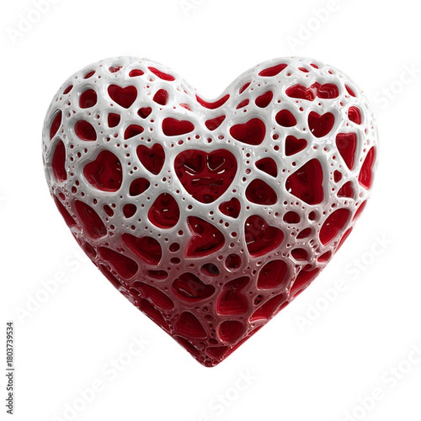 Fototapeta Intricate 3D Heart with Smaller Hearts for Valentines Day and Love Concepts
