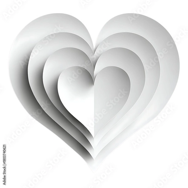 Obraz Elegant White Heart Layers Symbol of Love and Affection Minimalist Design for Valentines Day Card