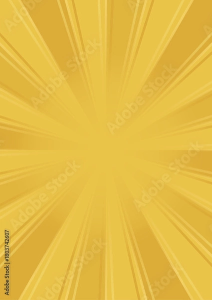 Obraz 金色の放射光背景／輝く集中線の明るい抽象デザイン | ベクター素材 コピースペース 縦 ウェブ
