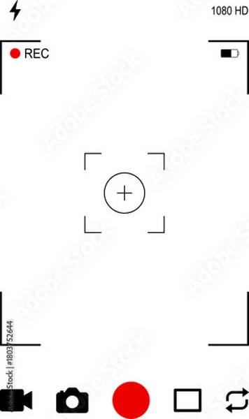 Obraz Background for cinematic production with camera photo view and zoom exposure overlay shows blank electronic display snapshot frame. Film Camera Viewfinder Overlay. App for record from mobile camera.