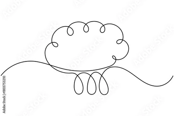 Fototapeta Water drop continuous one line drawing on white background minimalist clean rain icon outline vector illustration