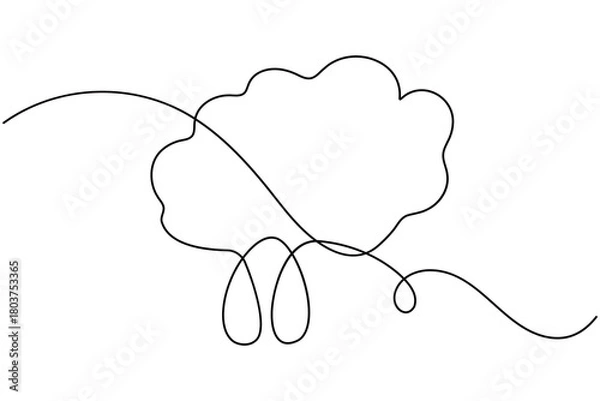 Fototapeta Water drop continuous one line drawing on white background minimalist clean rain icon outline vector illustration