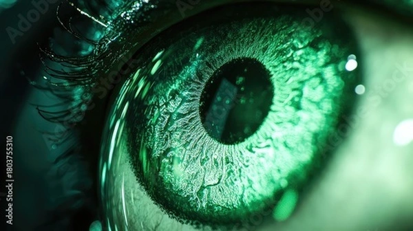 Obraz Human eye with green bionic iris technology