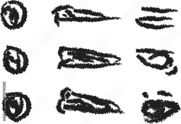 Fototapeta Grunge Brush Stroke Arrows Set – Rough Hand-Drawn Direction Marks & Textured Ink Elements