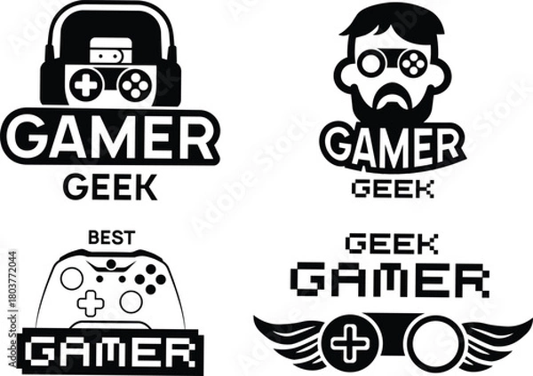 Fototapeta Emblems with gamer EPS, Vector Images Black and White