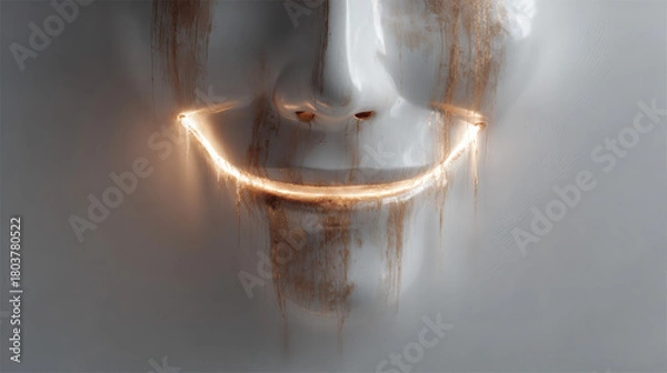 Obraz Drained jack face with light drip texture and internal flicker on white