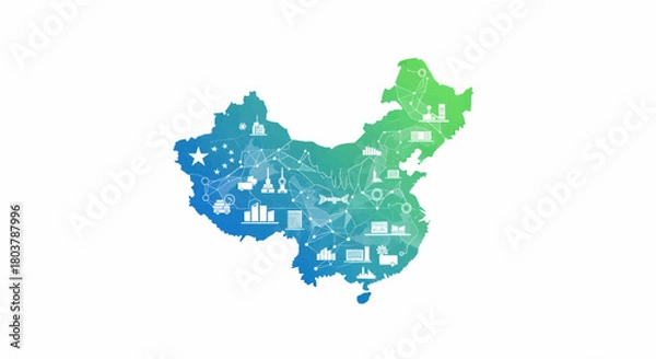 Obraz China  Economic Development and Infrastructure Concept Map