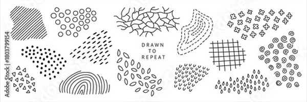 Obraz Hand-drawn decorative seamless texture element collection for abstract surface design