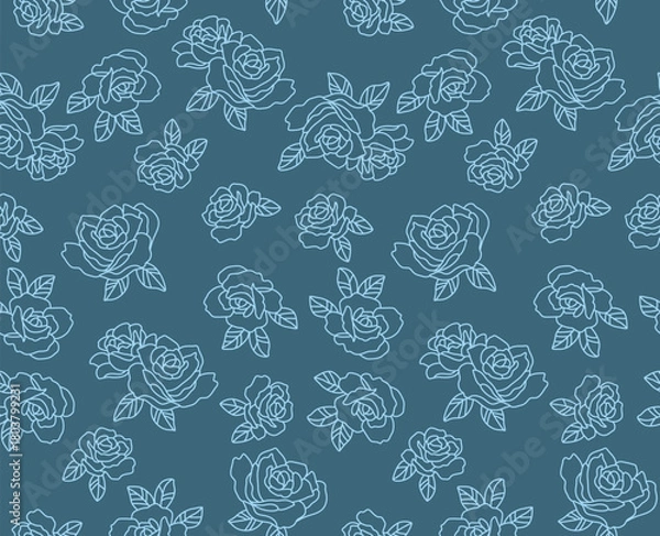 Fototapeta Japanese Rose Leaf Motif Vector Seamless Pattern