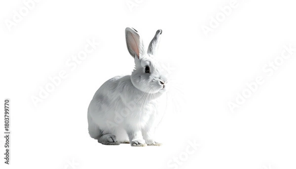 Obraz Fluffy, silver rabbit sits alone against stark, dark backdrop