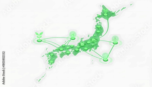 Obraz Green Energy Network Across Japan Sustainable Infrastructure and Ecology