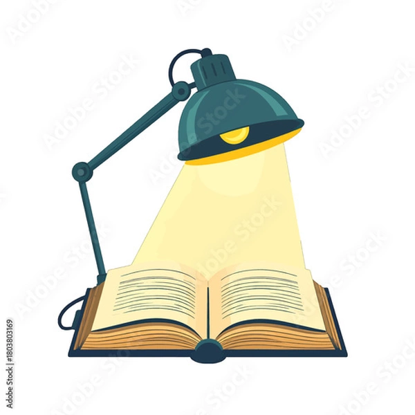 Fototapeta Pixel Art Desk Lamp Illuminating an Open Book with Vintage Style and Warm Glow
