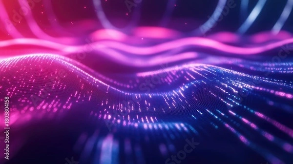 Obraz Digital data flowing across glowing futuristic network waves