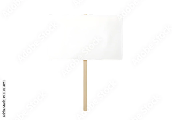 Fototapeta Blank white protest sign on a wooden stick isolated on transparent background