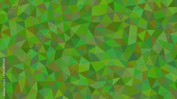 Fototapeta A vibrant mosaic of green hues, showcasing a captivating polygonal design with a harmonious blend of light and dark shades of green color