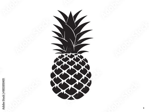 Obraz Pineapple icon vector illustration solid black white background sweet symbol