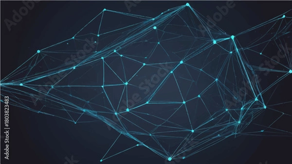 Fototapeta Abstract blue technology background with wave lines, vector illustration of digital network design