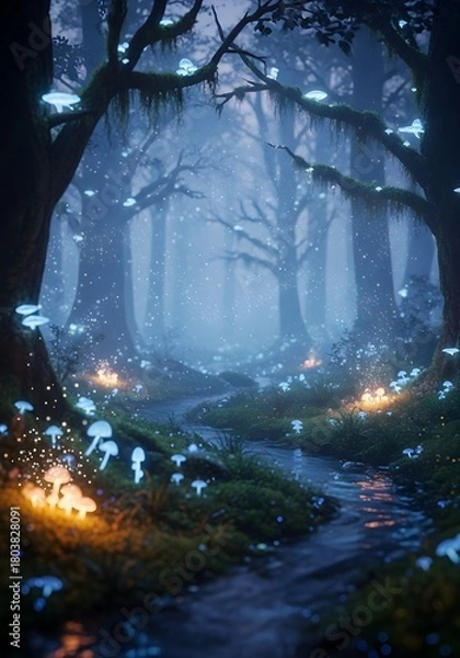 Obraz Mystical Healing Forest at Night
