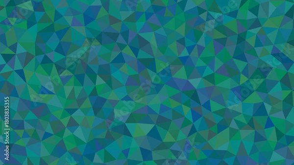 Fototapeta A captivating mosaic of green and blue triangles forms a stunning abstract background, ideal for adding visual interest and depth to any project