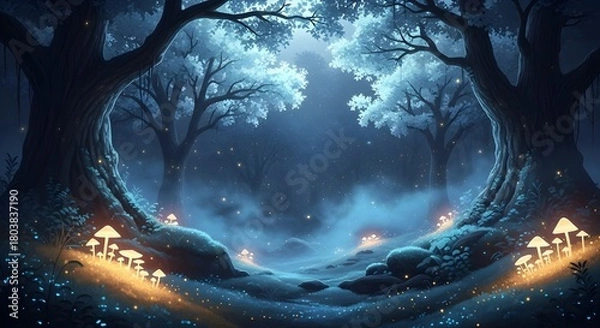 Obraz Mystical Healing Forest at Night
