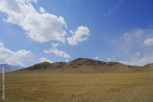 Fototapeta a vast panoramic view of alpine meadows and natural grasslands.