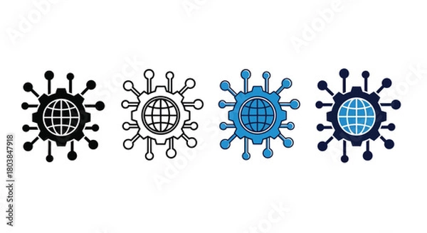 Obraz Global network connecting world, modern technology and innovation icons