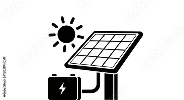 Obraz Harness the power of the sun with solar energy panel and battery