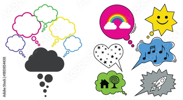 Obraz Diverse colorful thought bubbles express ideas, dreams, and creativity