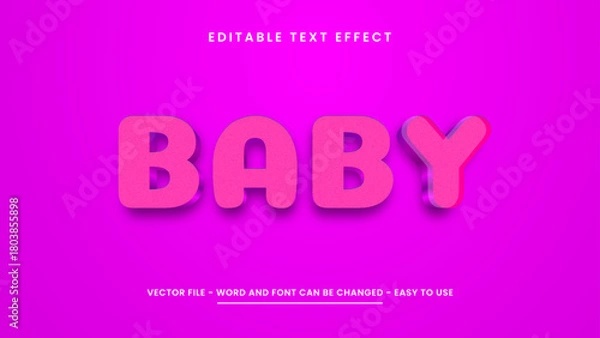 Fototapeta Purple baby editable text effect