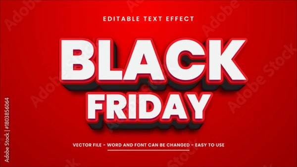 Fototapeta Black friday editable text effect  3d editable text style