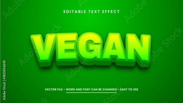 Fototapeta 3D green vegan Editable Text Effect