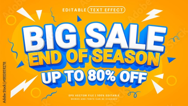 Fototapeta Big sale end of season 3d editable text effect template