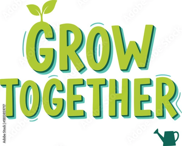 Fototapeta grow together playful solid color creative teamwork vector design