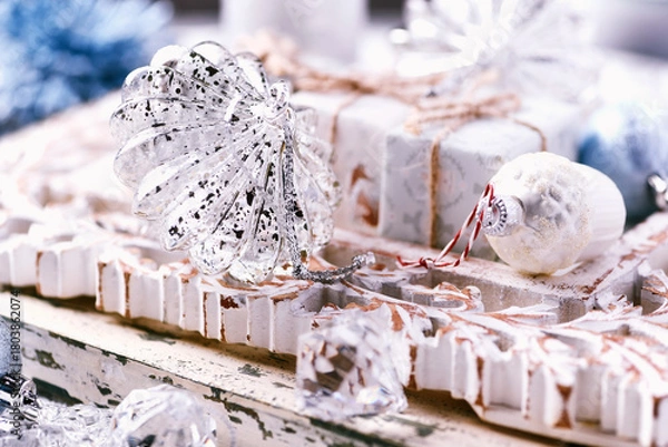 Fototapeta Close-up of a Christmas decoration. Soft focus.	