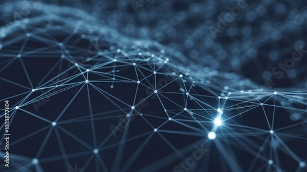 Fototapeta Dynamic abstract network with glowing connections offers a modern and engaging background for innovative technology projects