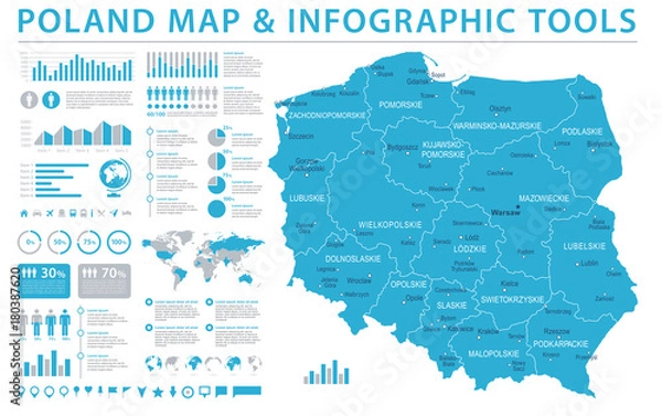 Obraz Mapa Polski - informacje grafiki wektorowej